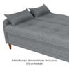 Sofa Cama 2 Lugares 206 cm Donna Linho Vancouver E487 Cinza Milani Store