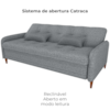 Sofa Cama 2 Lugares 206 cm Donna Linho Vancouver E487 Cinza Milani Store
