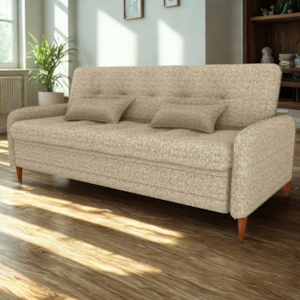 Sofa Cama 2 Lugares 206 cm Donna Linho Vancouver E488 Palha Milani Store
