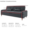 Sofa Cama 2 Lugares 206cm Donna Veludo E425 Cinza Milani Store