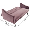 Sofa Cama 3 Lug Pes Tabaco 210 cm 7019X1 Veludo Rosa Dmobiliario