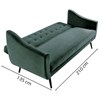 Sofa Cama 3 Lug Pes Tabaco 210 cm 7019X1 Veludo Verde Dmobiliario