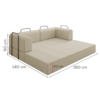 Sofá Cama Modular 2 Lugares 160 cm Monaco Boucle Bege VConcept