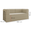 Sofa Cama Modular 2 Lugares 160 cm Monaco Linho Bege VConcept