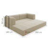 Sofa Cama Modular 2 Lugares 160 cm Monaco Linho Bege VConcept