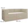 Sofá Cama Modular 2 Lugares 160 cm Monaco Linho Bege VConcept
