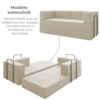 Sofá Cama Modular 2 Lugares 160 cm Monaco Linho Bege VConcept
