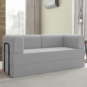 Sofa Cama Modular 2 Lugares 160 cm Monaco Linho Cinza VConcept