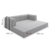 Sofa Cama Modular 2 Lugares 160 cm Monaco Linho Cinza VConcept