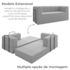 Sofa Cama Modular 2 Lugares 160 cm Monaco Linho Cinza VConcept