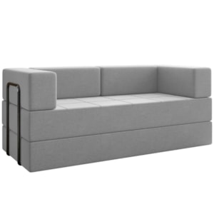 Sofa Cama Modular 2 Lugares 160 cm Monaco Linho Cinza VConcept
