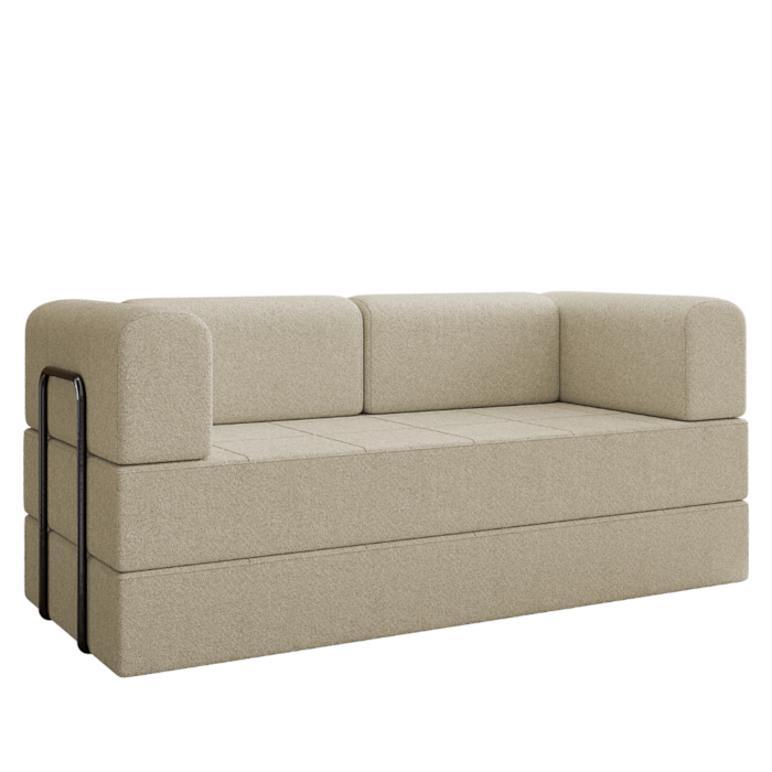 Sofa Cama Modular 2 Lugares 180 cm Monaco Boucle Bege VConcept