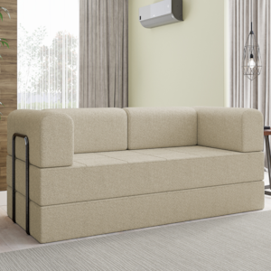 Sofa Cama Modular 2 Lugares 180 cm Monaco Boucle Bege VConcept