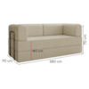 Sofa Cama Modular 2 Lugares 180 cm Monaco Boucle Bege VConcept