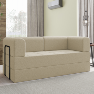 Sofa Cama Modular 2 Lugares 180 cm Monaco Linho Bege VConcept