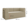 Sofa Cama Modular 2 Lugares 180 cm Monaco Linho Bege VConcept