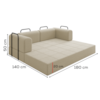 Sofa Cama Modular 2 Lugares 180 cm Monaco Linho Bege VConcept
