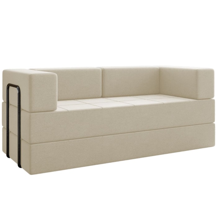Sofa Cama Modular 2 Lugares 180 cm Monaco Linho Bege VConcept