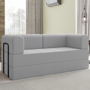 Sofa Cama Modular 2 Lugares 180 cm Monaco Linho Cinza VConcept