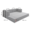 Sofa Cama Modular 2 Lugares 180 cm Monaco Linho Cinza VConcept