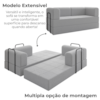 Sofa Cama Modular 2 Lugares 180 cm Monaco Linho Cinza VConcept