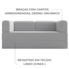 Sofa Cama Modular 2 Lugares 180 cm Monaco Linho Cinza VConcept