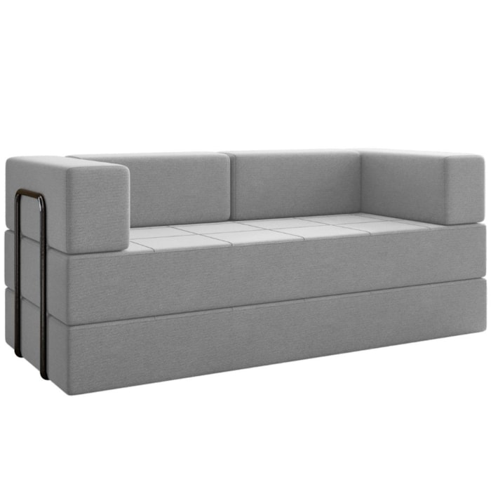 Sofa Cama Modular 2 Lugares 180 cm Monaco Linho Cinza VConcept