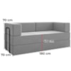 Sofa Cama Modular 2 Lugares 180 cm Monaco Linho Cinza VConcept