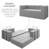 Sofa Cama Modular 2 Lugares 180 cm Monaco Linho Cinza VConcept