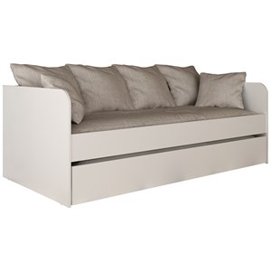 Sofa Cama Solteiro Com Auxiliar CM8032 Branco Tecno Mobili
