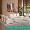 Sofá Chaise Modular Block 74x153 Pes Madeira Boucle TCE 1010 MOLL