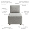 Sofá Chaise Modular Block 74x153 Pes Madeira Boucle TCE 1018 MOLL