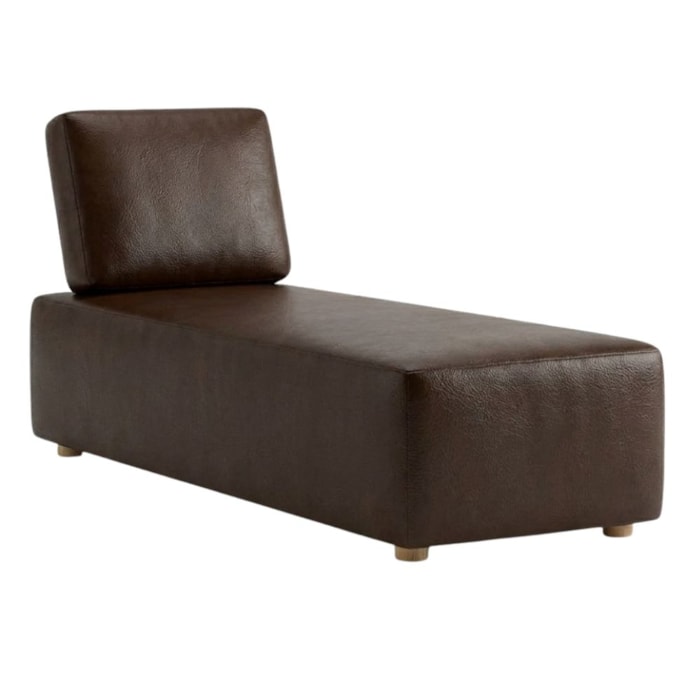 Sofá Chaise Modular Block 74x153 Pes Madeira Courino TCS 721 MOLL