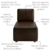 Sofá Chaise Modular Block 74x153 Pes Madeira Courino TCS 721 MOLL
