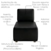 Sofá Chaise Modular Block 74x153 Pes Madeira Courino TCS 724 MOLL