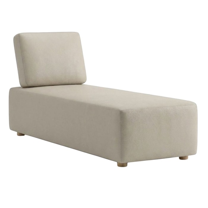 Sofá Chaise Modular Block 74x153 Pes Madeira Courino TCS 725 MOLL