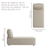 Sofá Chaise Modular Block 74x153 Pes Madeira Courino TCS 725 MOLL
