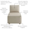 Sofá Chaise Modular Block 74x153 Pes Madeira Courino TCS 725 MOLL