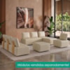 Sofá Chaise Modular Block 74x153 Pes Madeira Courino TCS 725 MOLL