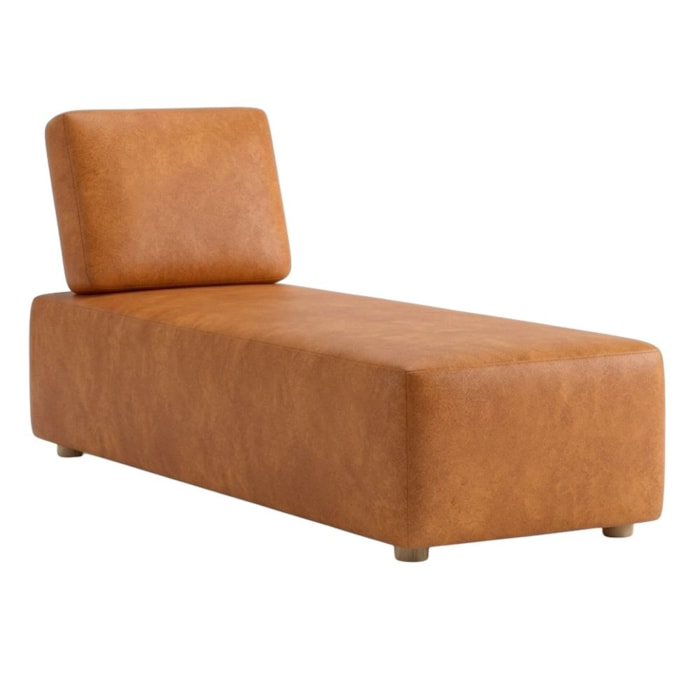Sofá Chaise Modular Block 74x153 Pes Madeira Courino TCS 727 MOLL