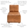 Sofá Chaise Modular Block 74x153 Pes Madeira Courino TCS 727 MOLL