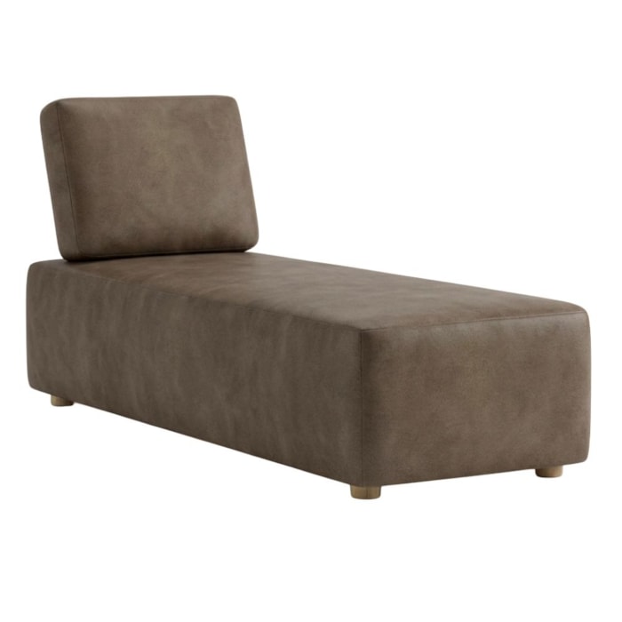 Sofá Chaise Modular Block 74x153 Pes Madeira Courino TCS 729 MOLL