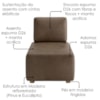 Sofá Chaise Modular Block 74x153 Pes Madeira Courino TCS 729 MOLL