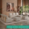 Sofá Chaise Modular Block 74x153 Pes Madeira Linho TCS 701 MOLL