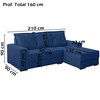 Sofa Decorativo 3 Lugares Com Chaise Alasca Veludo Azul Marinho Sanch
