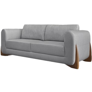 Sofa Jolie 3 Lugares 200cm Pes Boomerang Linho 213 Cinza Ezz