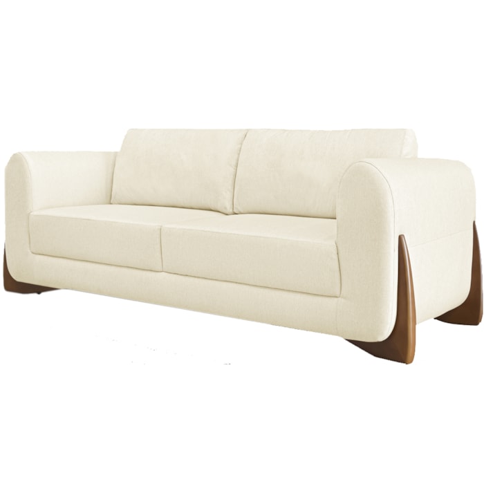 Sofa Jolie 3 Lugares 200cm Pes Boomerang Linho 213 Perola Ezz