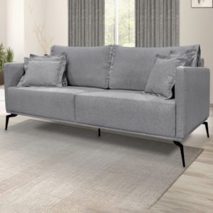 Sofa Liv 2 Lugares 180cm Pes Aço Linho 232 Cinza Ezz