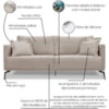 Sofa Liv 3 Lugares 200cm Pes Aço Linho 233 Areia Ezz