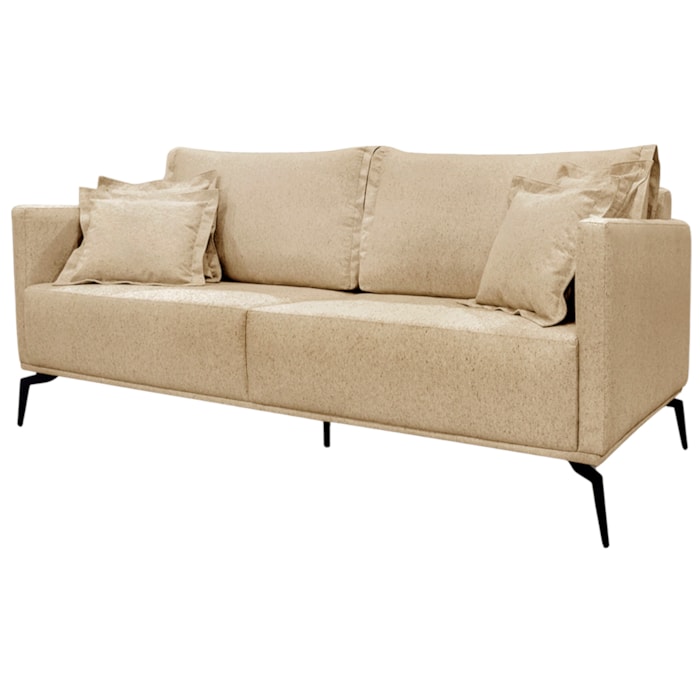 Sofa Liv 3 Lugares 200cm Pes Aço Linho 233 Dourado Ezz